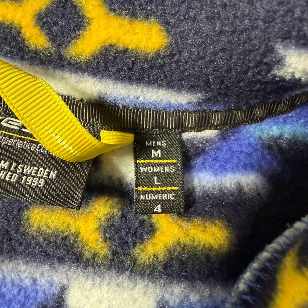 WESC Mens Medium Geometric Fleece Jacket Blue Yellow Aztec Southwestern Zip Up - Picture 3 of 16
